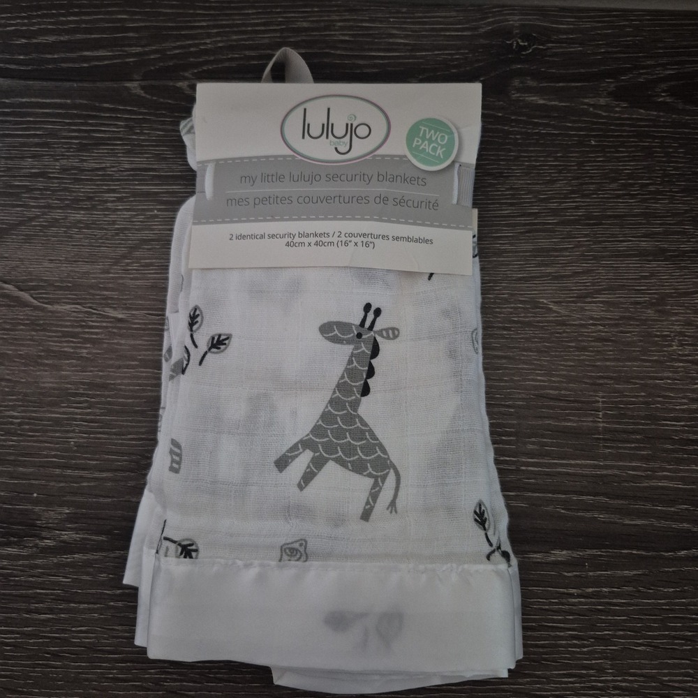 Lulujo Baby 100 Cotton Muslin Security Blankets 16x16 Inch Afrique 2pk.